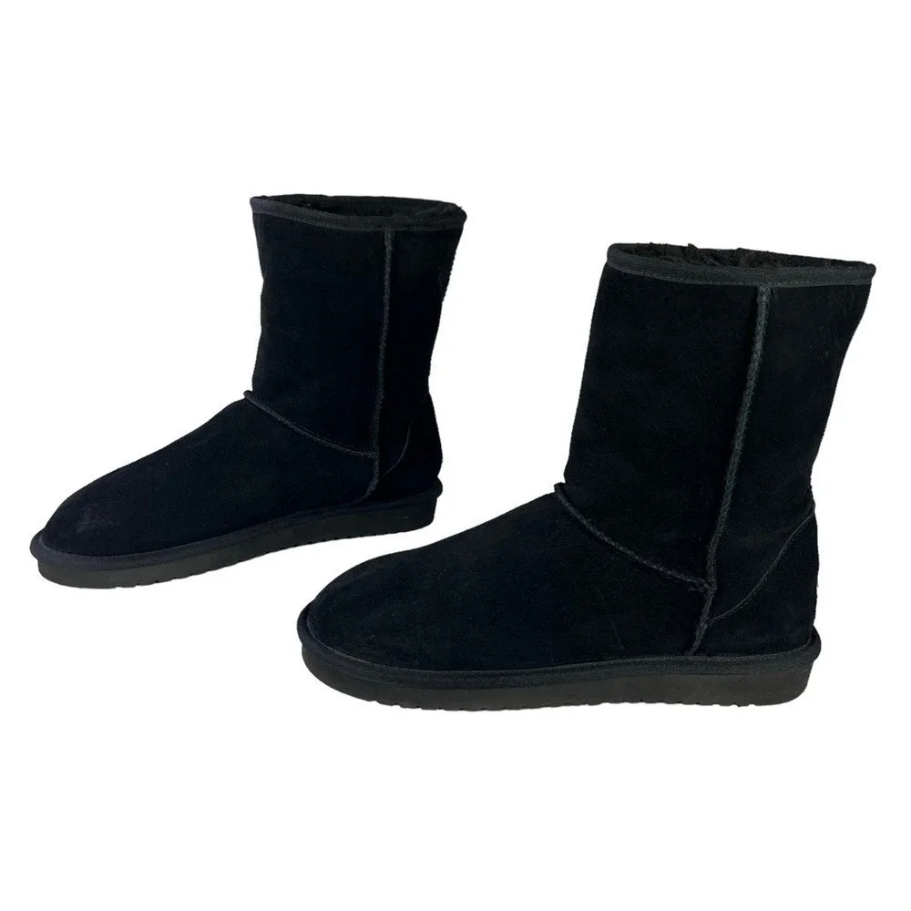 Koolaburra by UGG Black Suede Mid Calf Boots Womens 8‎ Old School Boho Cozy Y2K